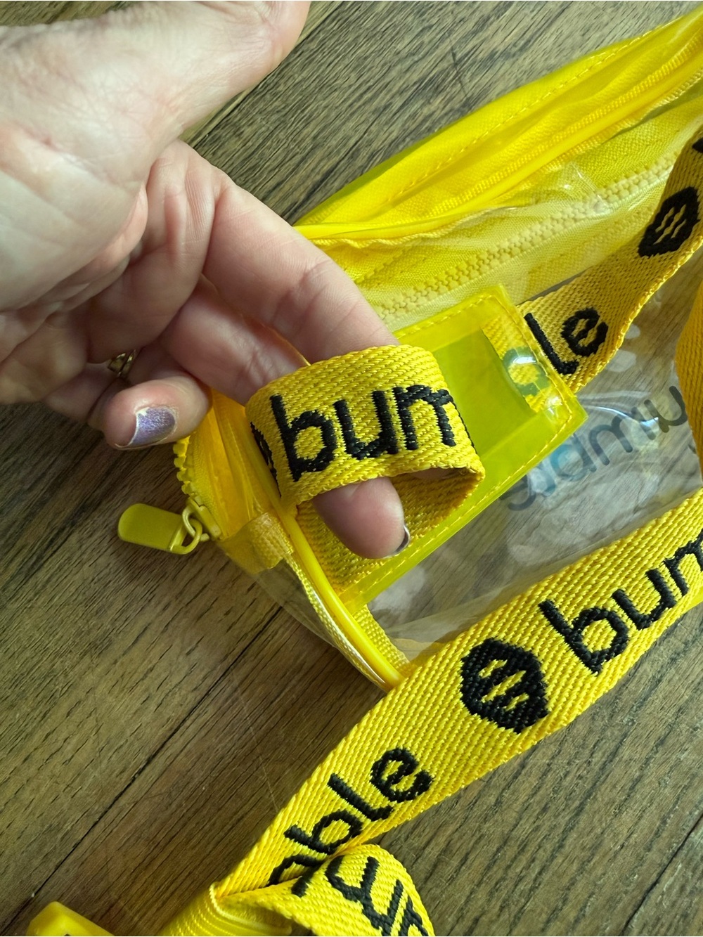 Bumble Dating App Clear Yellow Crossbody Bag Fanny Pack Bag Promo Item - Picture 7 of 9